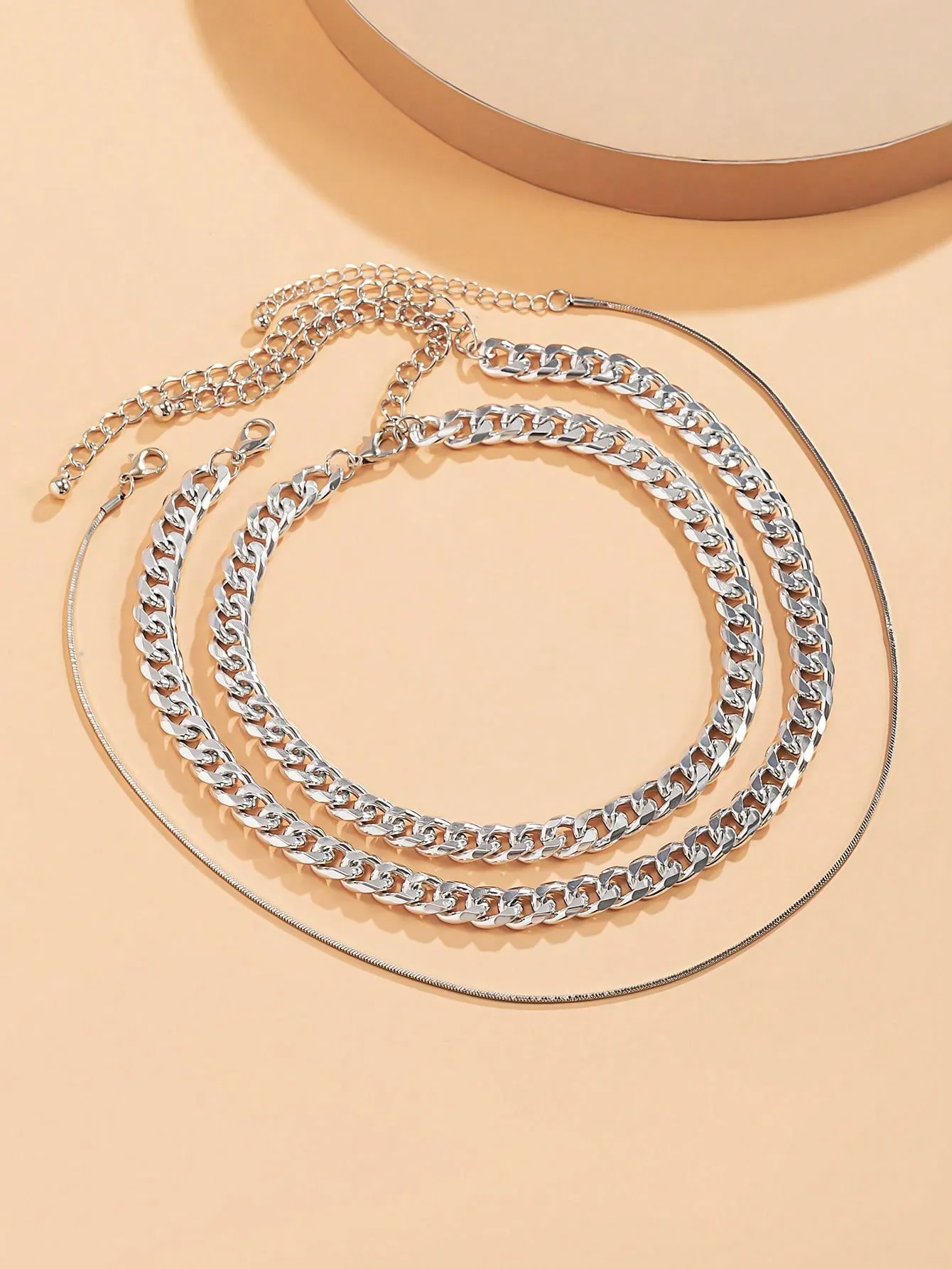 1pc Simple Punk Style Thick Chain Necklace For Women