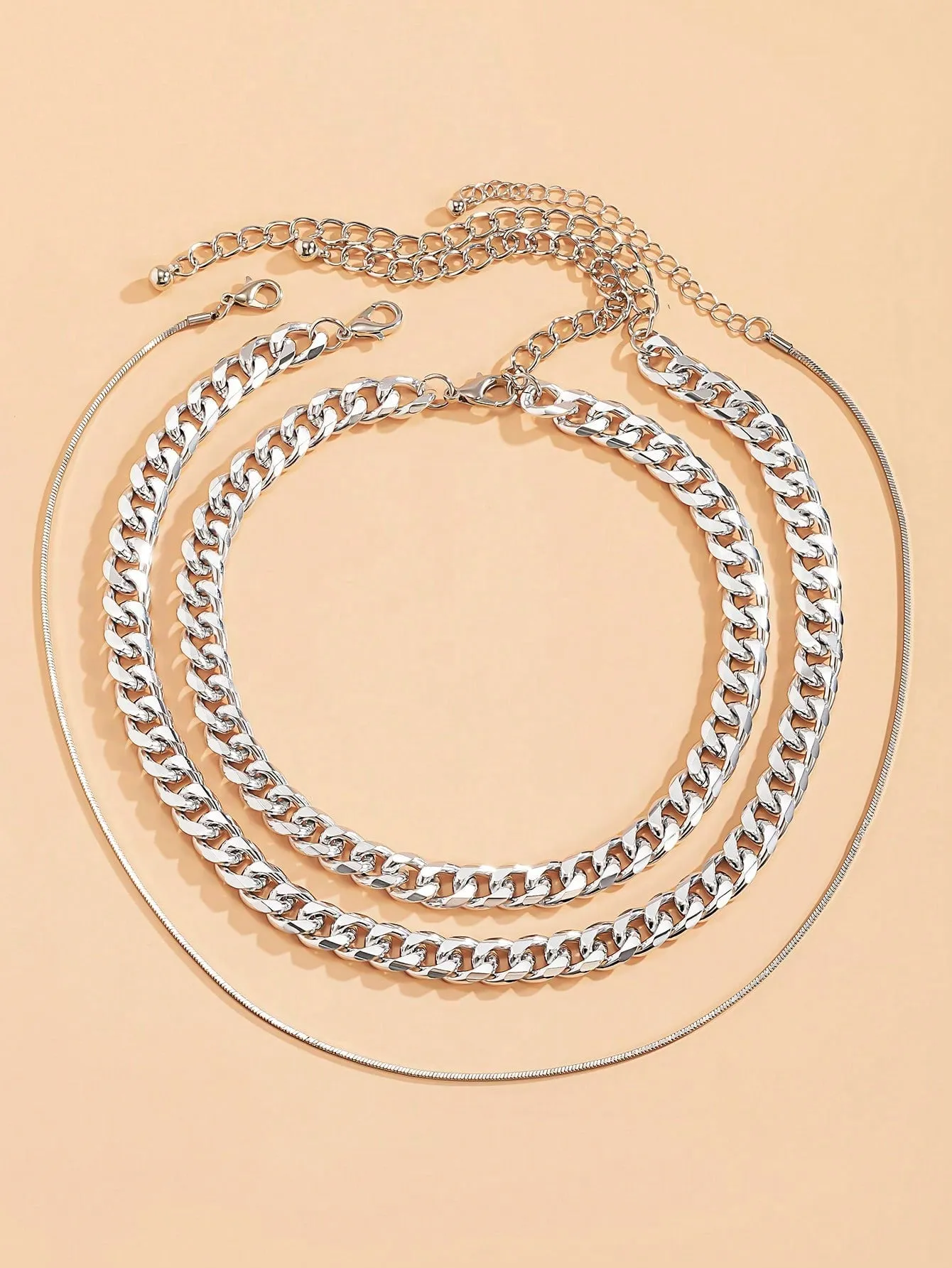 1pc Simple Punk Style Thick Chain Necklace For Women