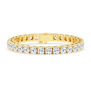 20.00 Carat tw Beautiful Yellow Gold Round Brilliant Cut Shiny Diamond Ladies Tennis Bracelet.Secure Double Clasp.