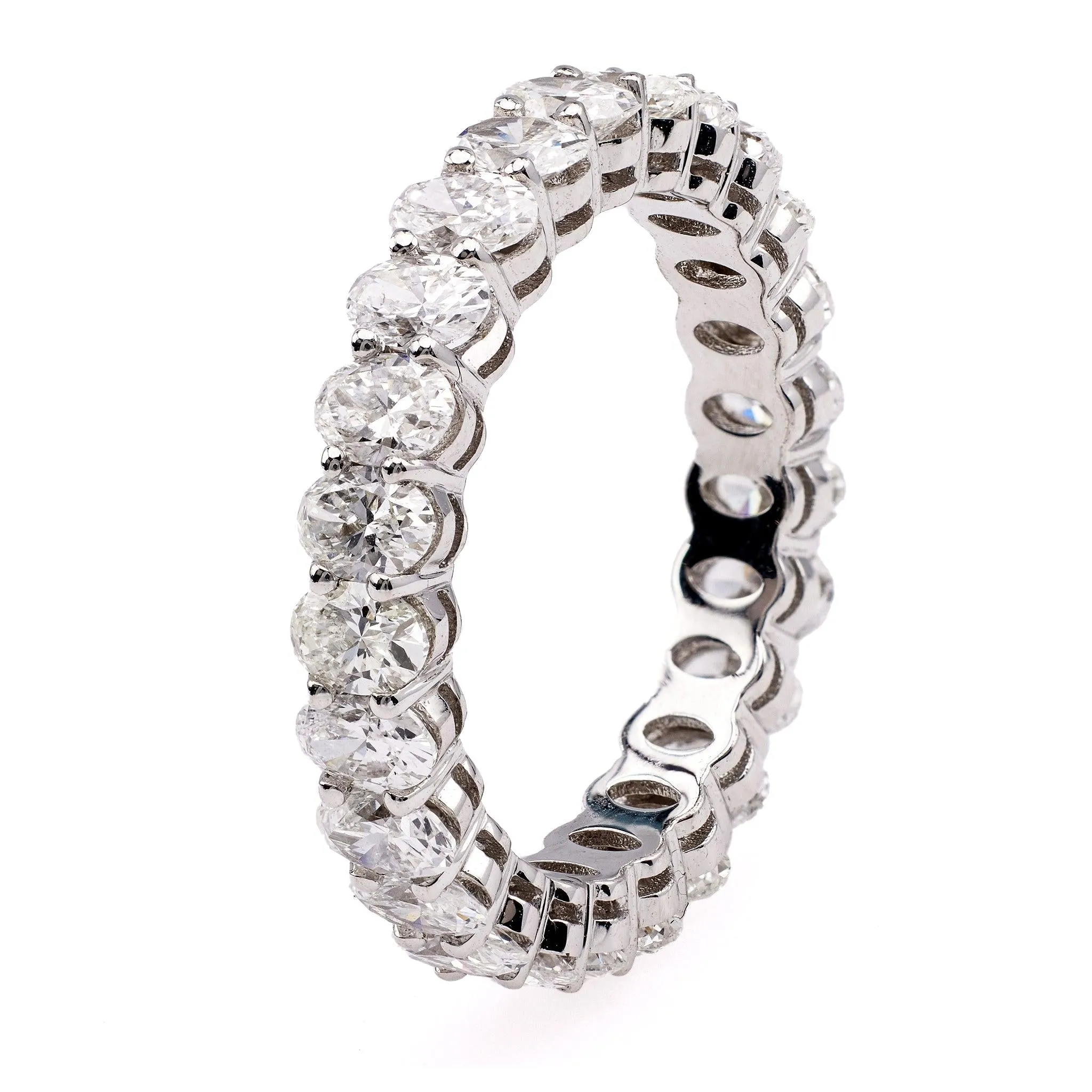 2.25 Carat Total Weight Oval Cut Diamond Platinum Eternity Band