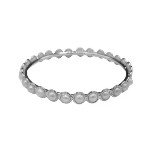 226-01-S| FULL PEARL BEZEL BANGLE ON SILVER