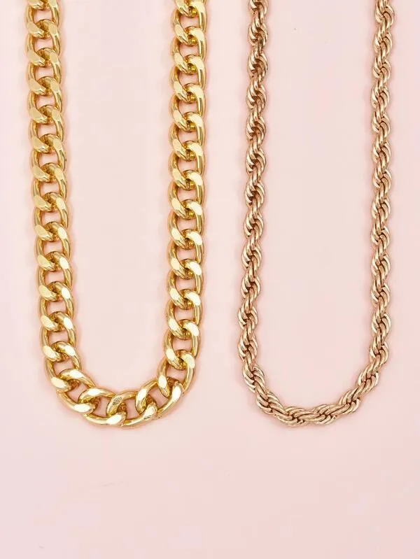 2pcs Simple Chain Necklace for Women