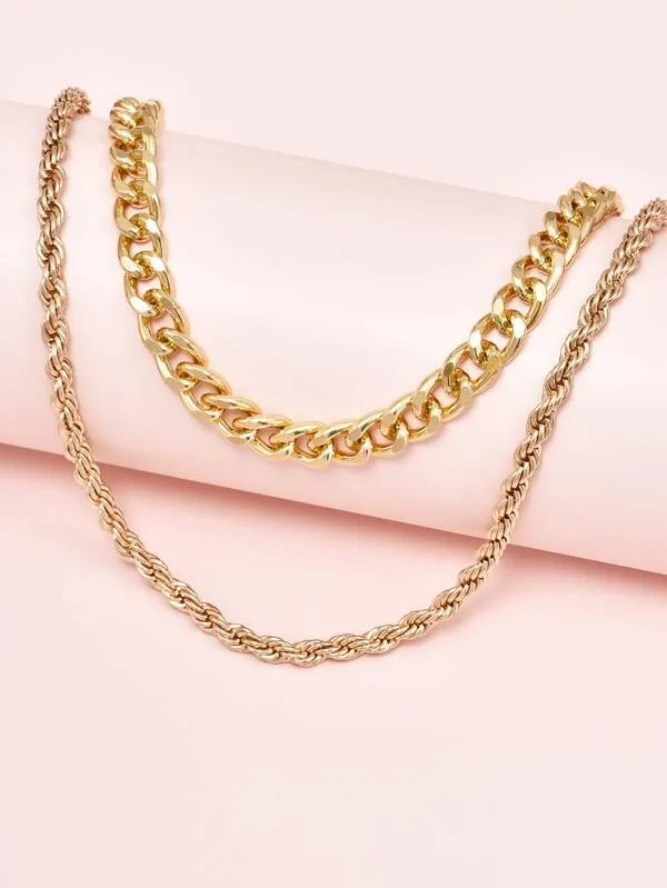 2pcs Simple Chain Necklace for Women