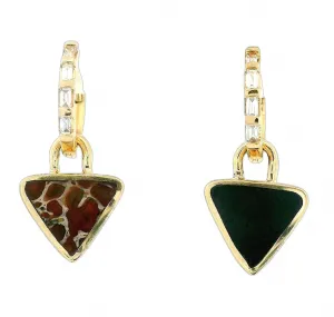 3-In-1 Reversible Giza Earrings - Dinosaur Bone & Black Jade