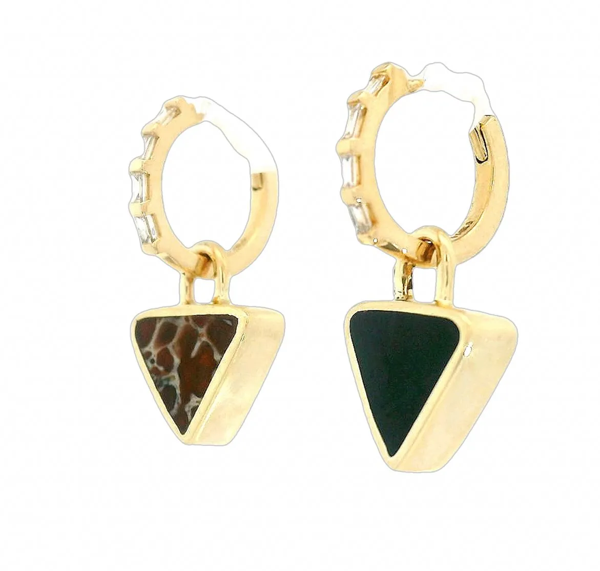 3-In-1 Reversible Giza Earrings - Dinosaur Bone & Black Jade