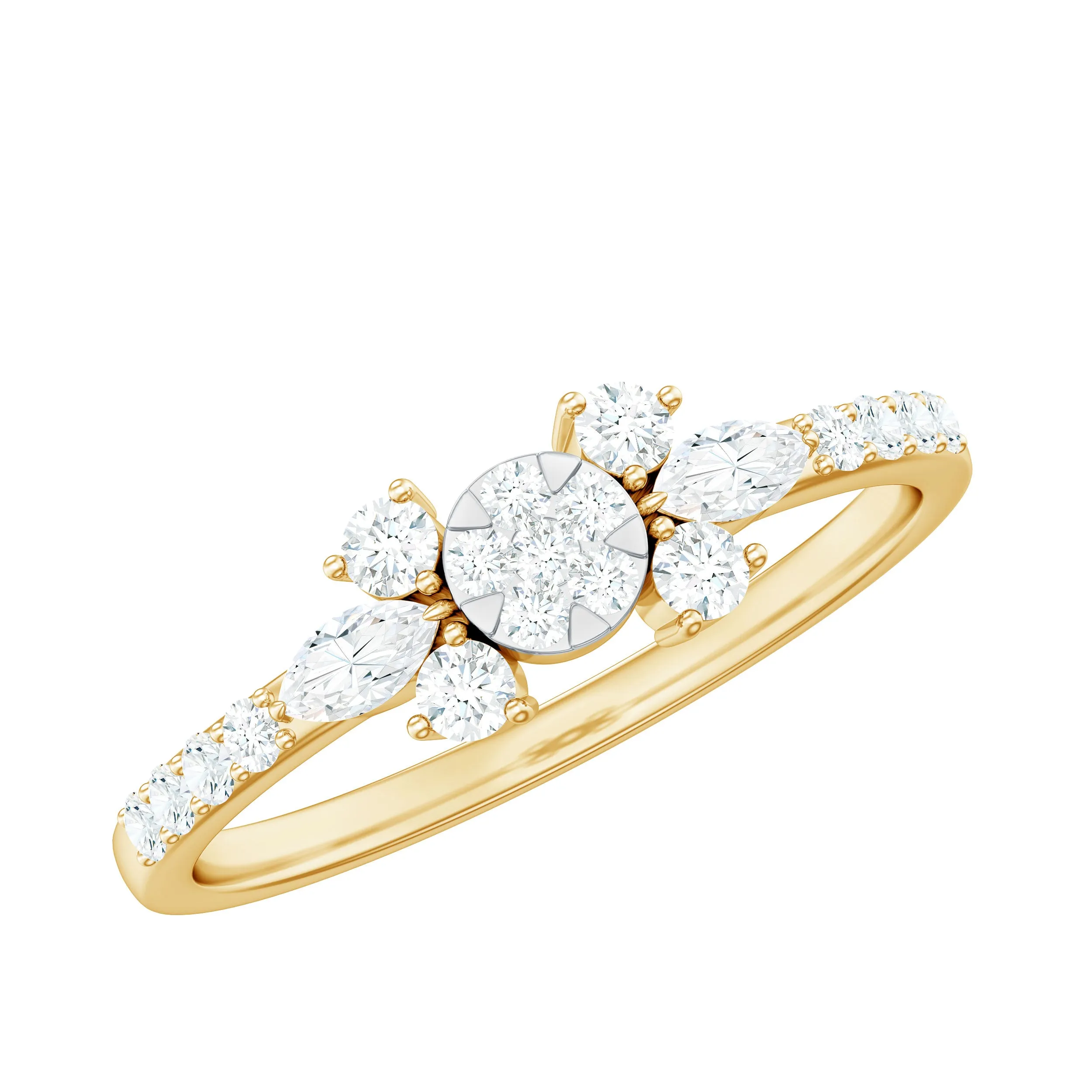 3/4 CT Real Diamond Antique Promise Ring in Gold