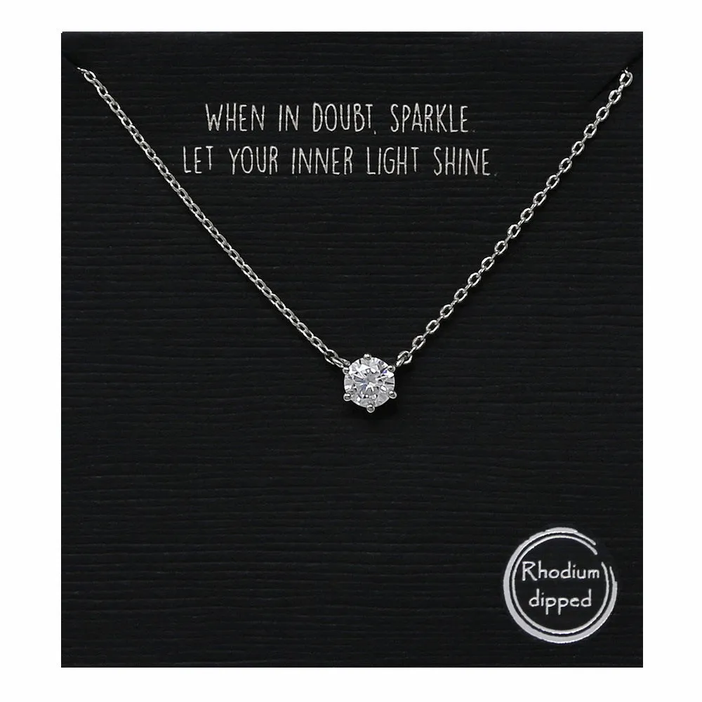 5 mm Round Prong CZ Stone Simple Chain Necklace