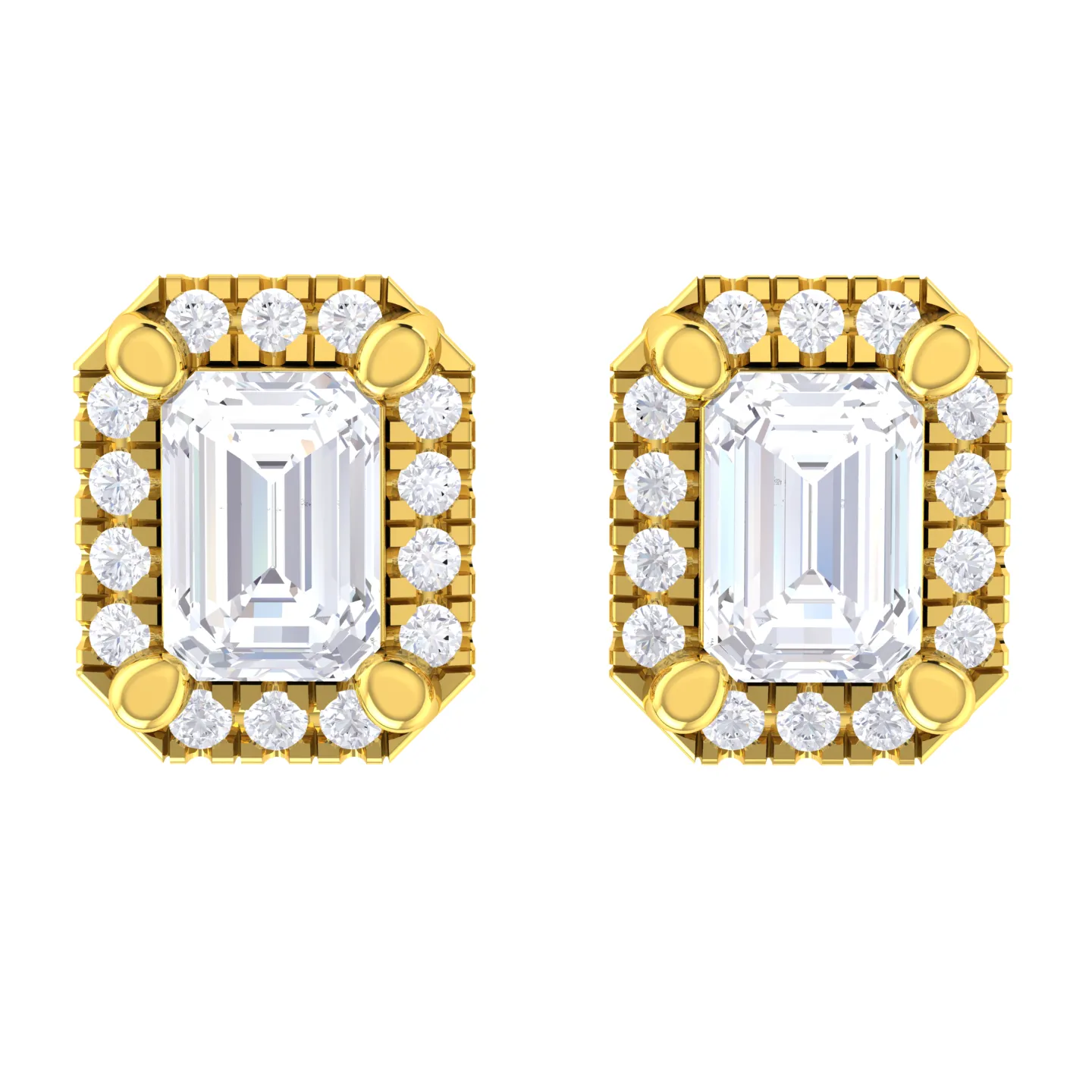 5/8 ctw Emerald-Cut Lab Grown Diamond Halo Stud Earrings