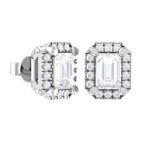 5/8 ctw Emerald-Cut Lab Grown Diamond Halo Stud Earrings