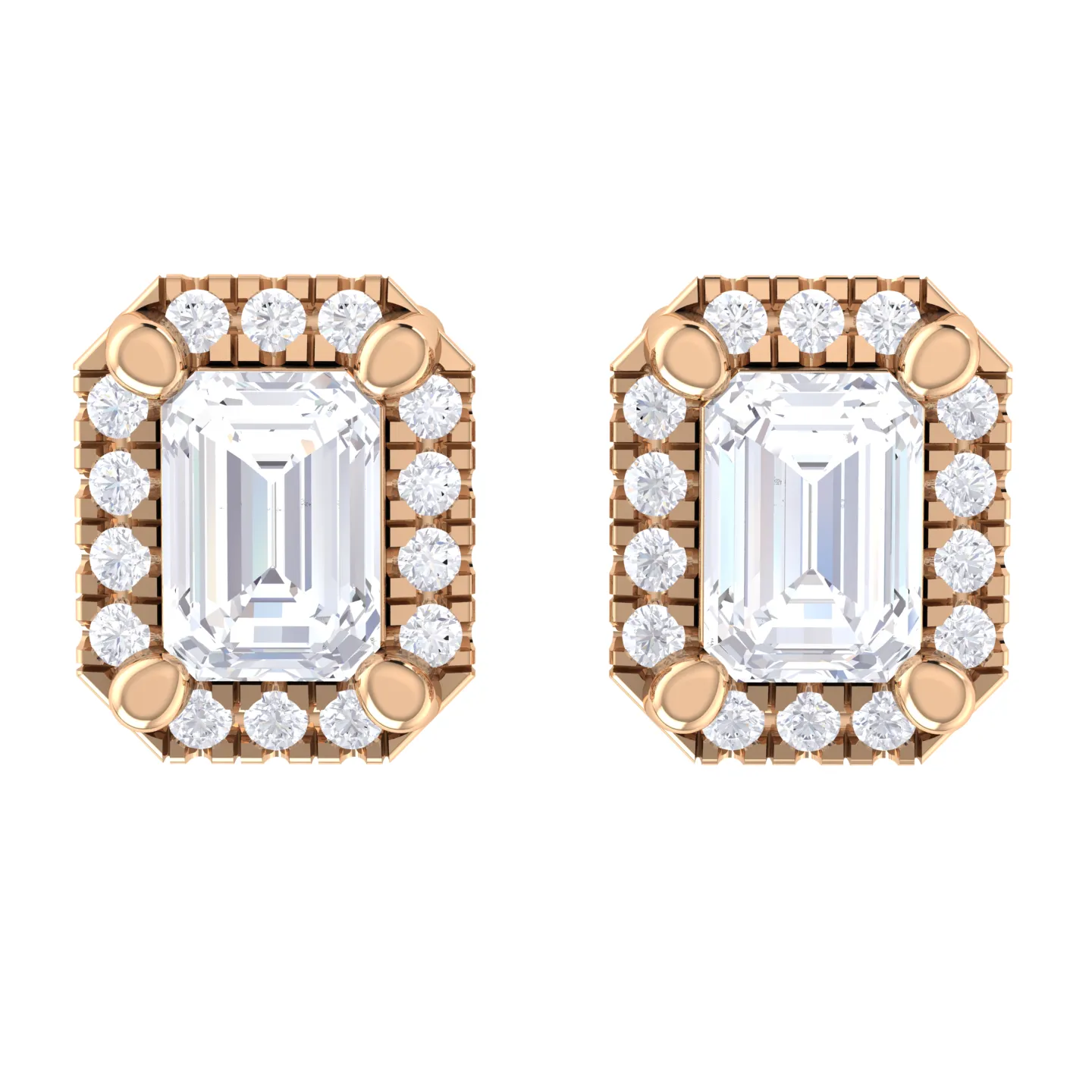 5/8 ctw Emerald-Cut Lab Grown Diamond Halo Stud Earrings