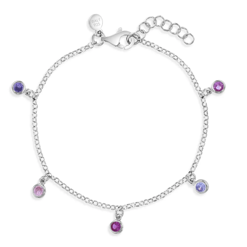 6"-7" Multi Charm Women's Bracelet - Sterling Silver