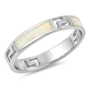 925 Sterling Silver 4mm White Opal Band- Stackable