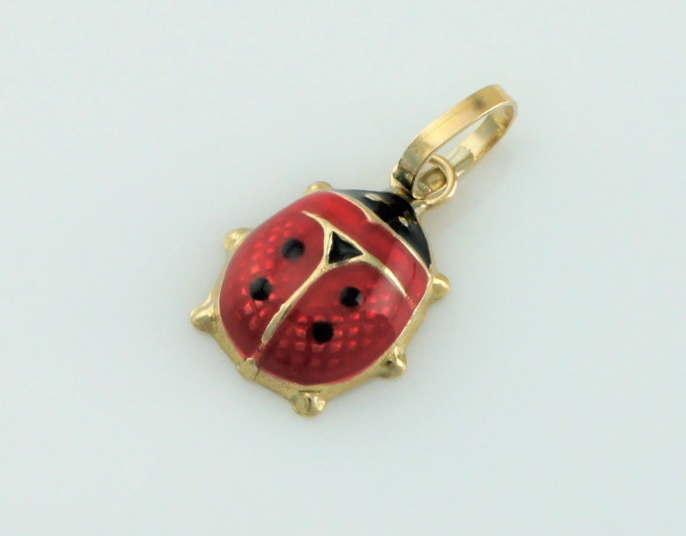 9ct Yellow Gold Enamel Ladybird Pendant - Charm