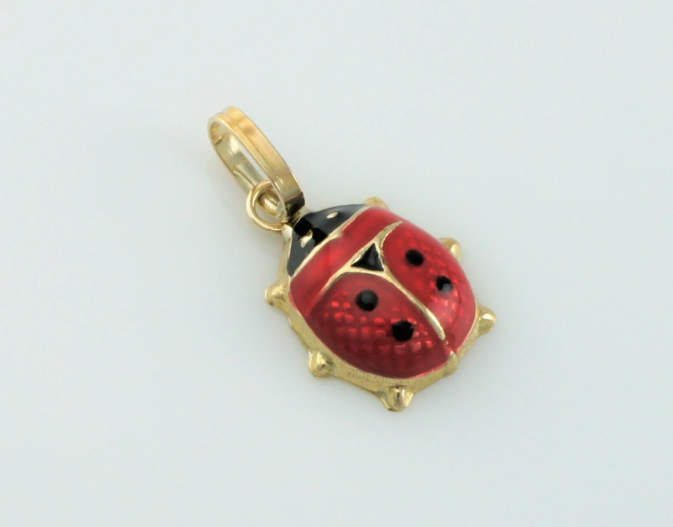 9ct Yellow Gold Enamel Ladybird Pendant - Charm