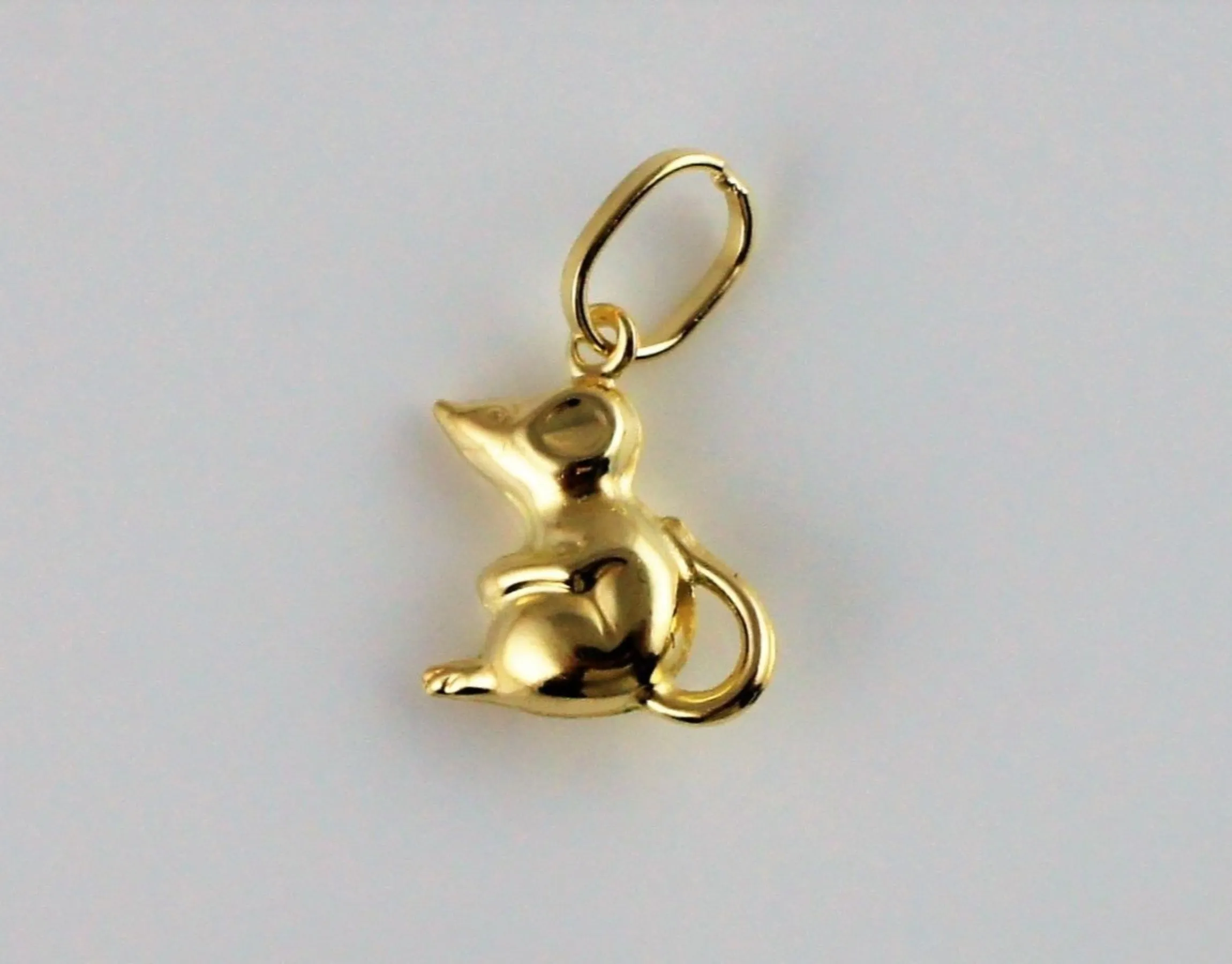 9ct Yellow Gold Mouse Pendant Charm