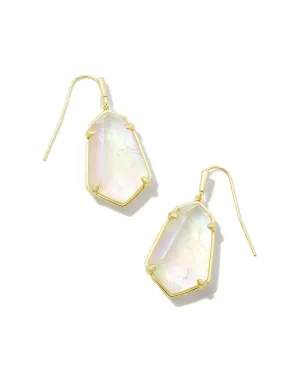 Alexandria Gold Drop Earrings in Iridescent Clear Rock Crystal