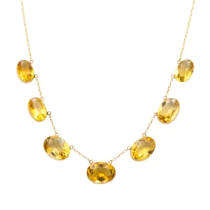 Antique 9ct Gold Citrine Fringe Necklace, 30.40ct.