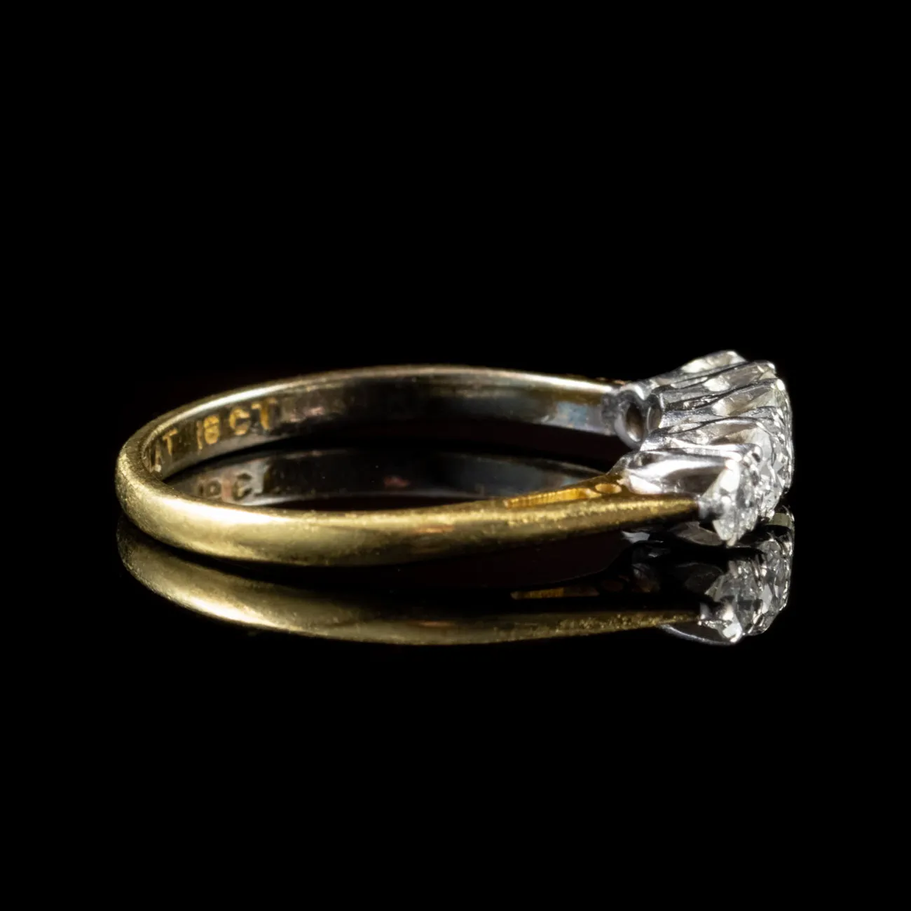 Antique Edwardian Diamond Ring 18Ct Gold Platinum Circa 1910