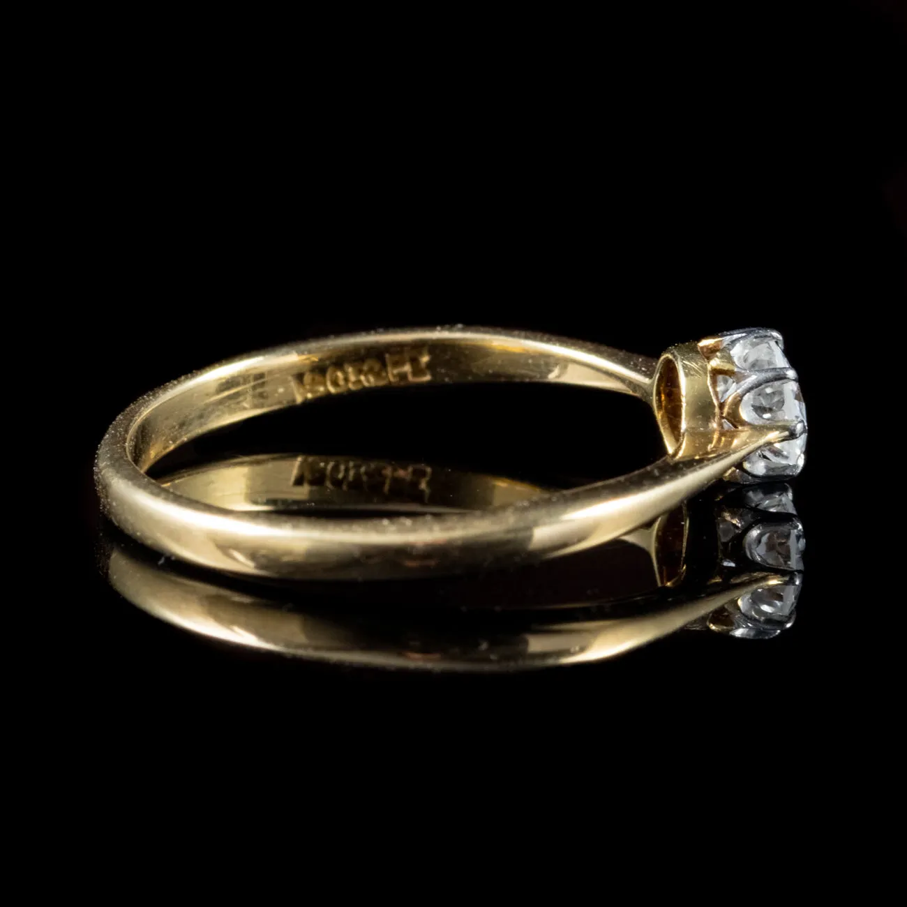 Antique Edwardian Diamond Solitaire Ring 18Ct Gold Platinum Circa 1910