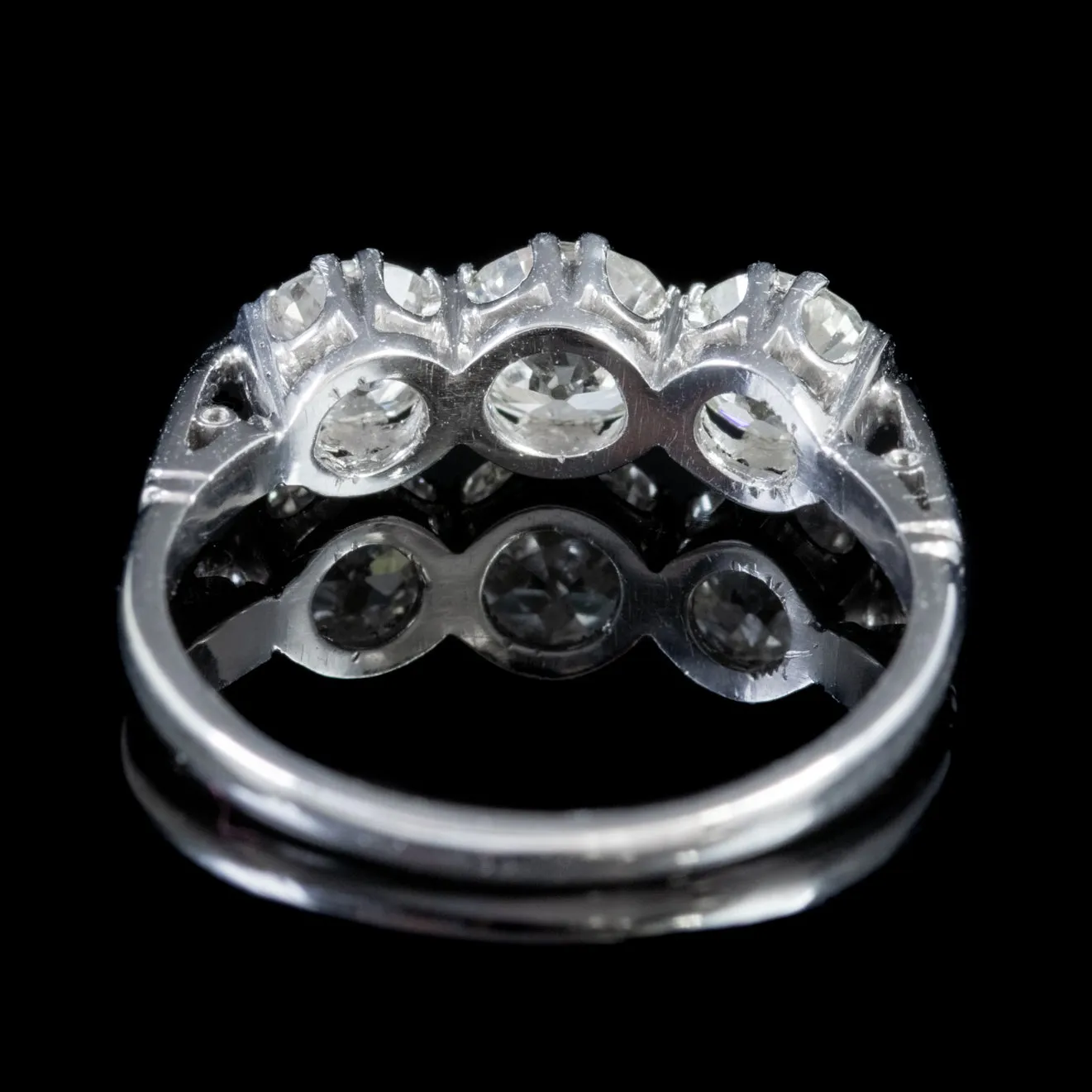 Antique Edwardian Old Cut Diamond Trilogy Ring Platinum 1.69Ct Of Diamond Circa 1918 Cert