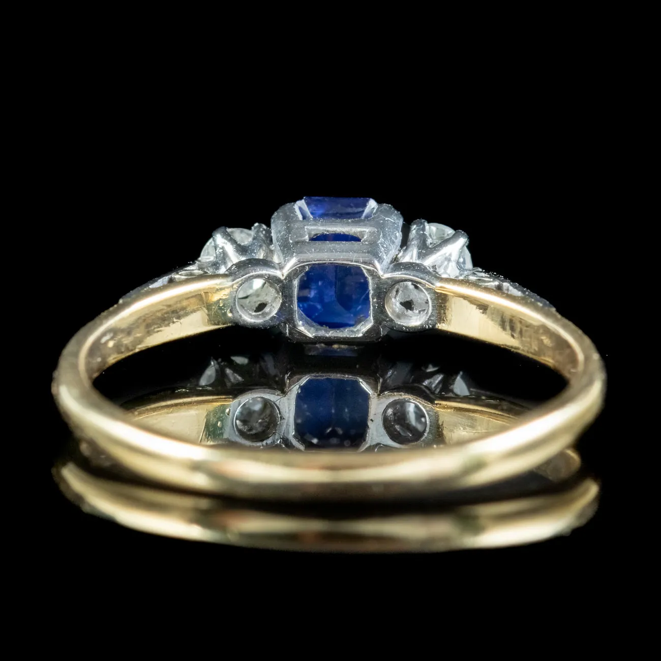 Antique Edwardian Sapphire Diamond Trilogy Ring 0.70ct Sapphire