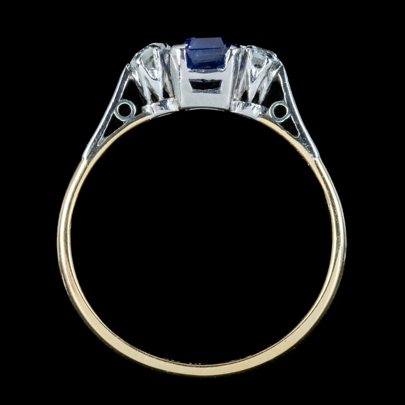 Antique Edwardian Sapphire Diamond Trilogy Ring 0.70ct Sapphire