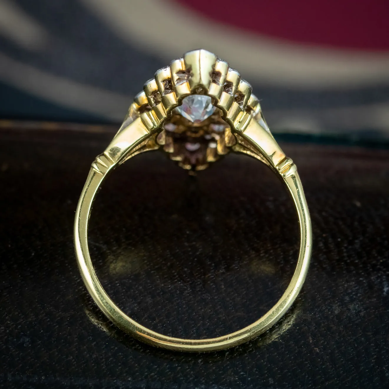 Antique Victorian Diamond Navette Cluster Ring 1.4ct Total