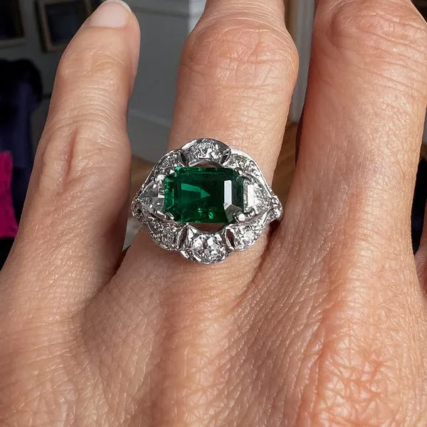 Art Deco Emerald & Diamond Ring, 1.82ct.