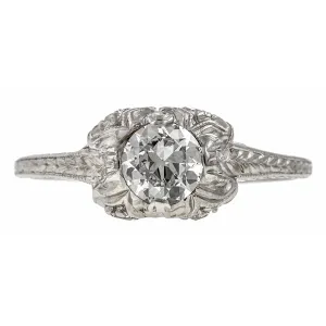 Art Deco Engagement Ring, Old European Cut 0.43ct.