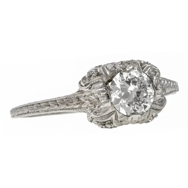 Art Deco Engagement Ring, Old European Cut 0.43ct.