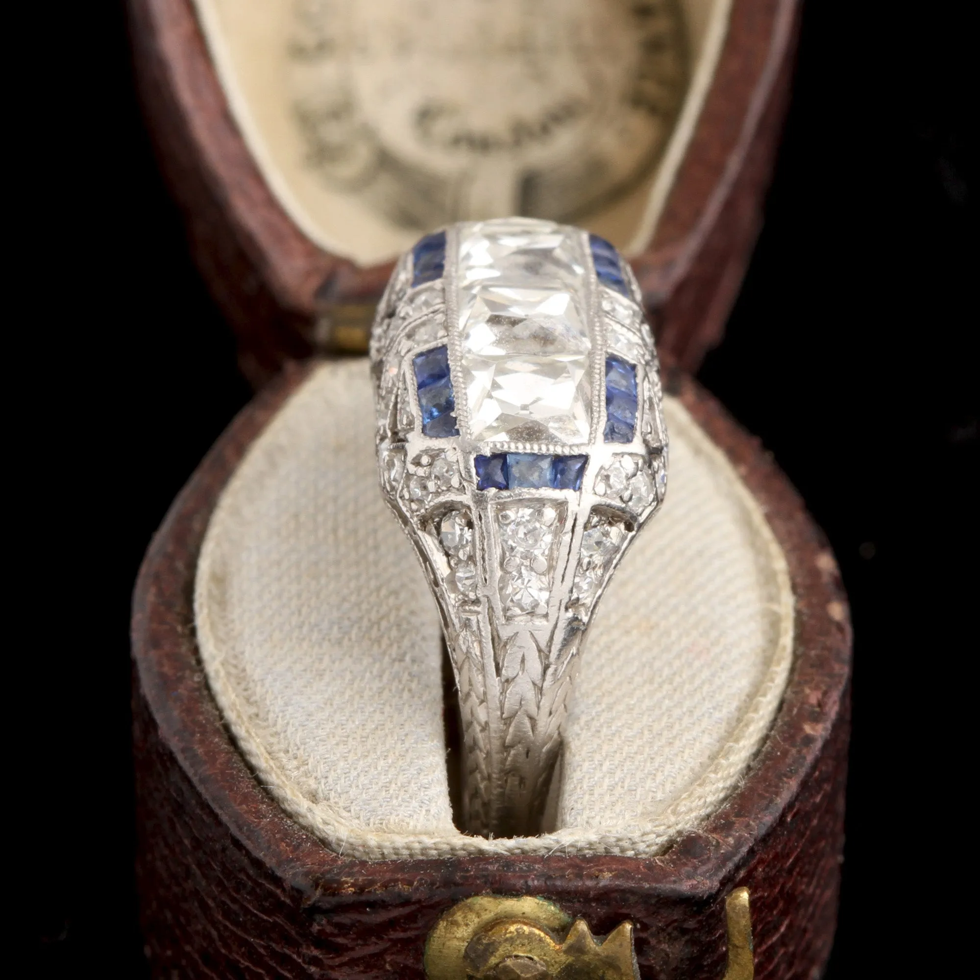 Art Deco French Cut Diamond Trilogy Ring