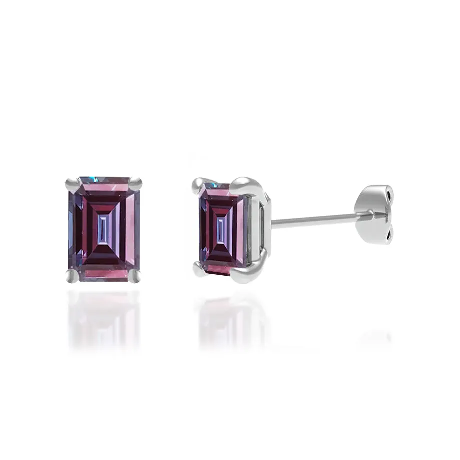 AVIANA - Emerald Alexandrite 18k White Gold Stud Earrings