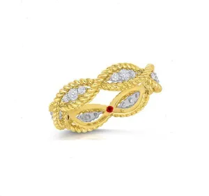 Barocco Braided Diamond Ring in Yellow Gold