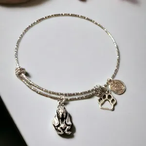 Bassett Hound Lover's Bracelet,  ADJUSTABLE Wire Charm BANGLE