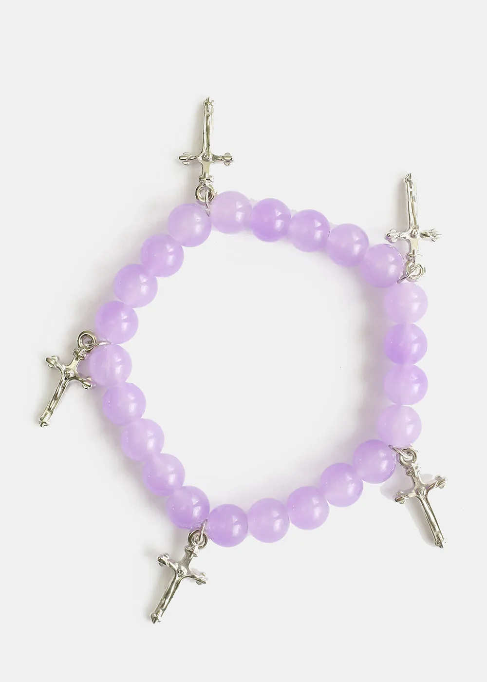 Beaded Bracelet with Silver Crosses