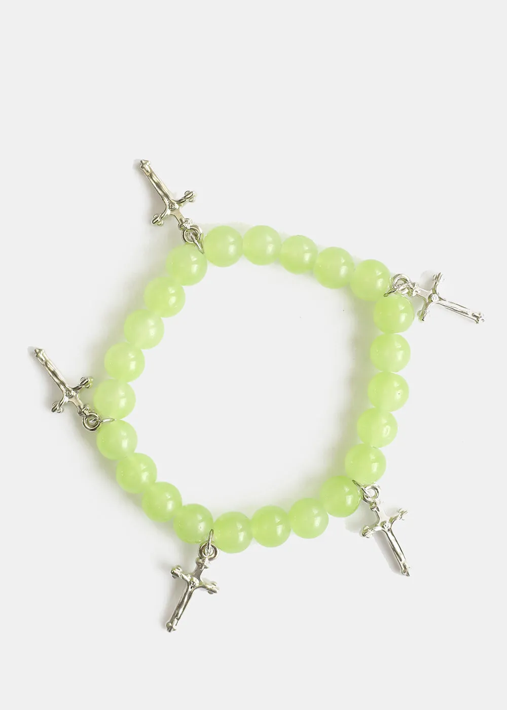 Beaded Bracelet with Silver Crosses