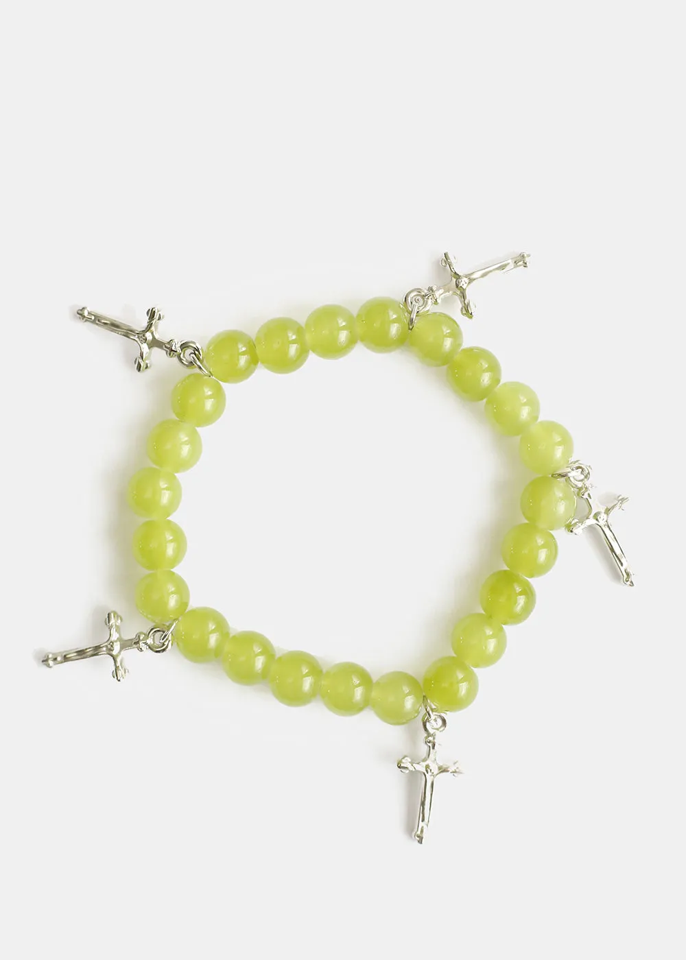 Beaded Bracelet with Silver Crosses