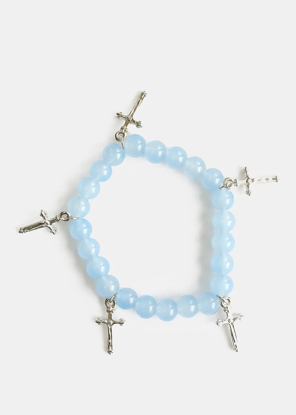 Beaded Bracelet with Silver Crosses