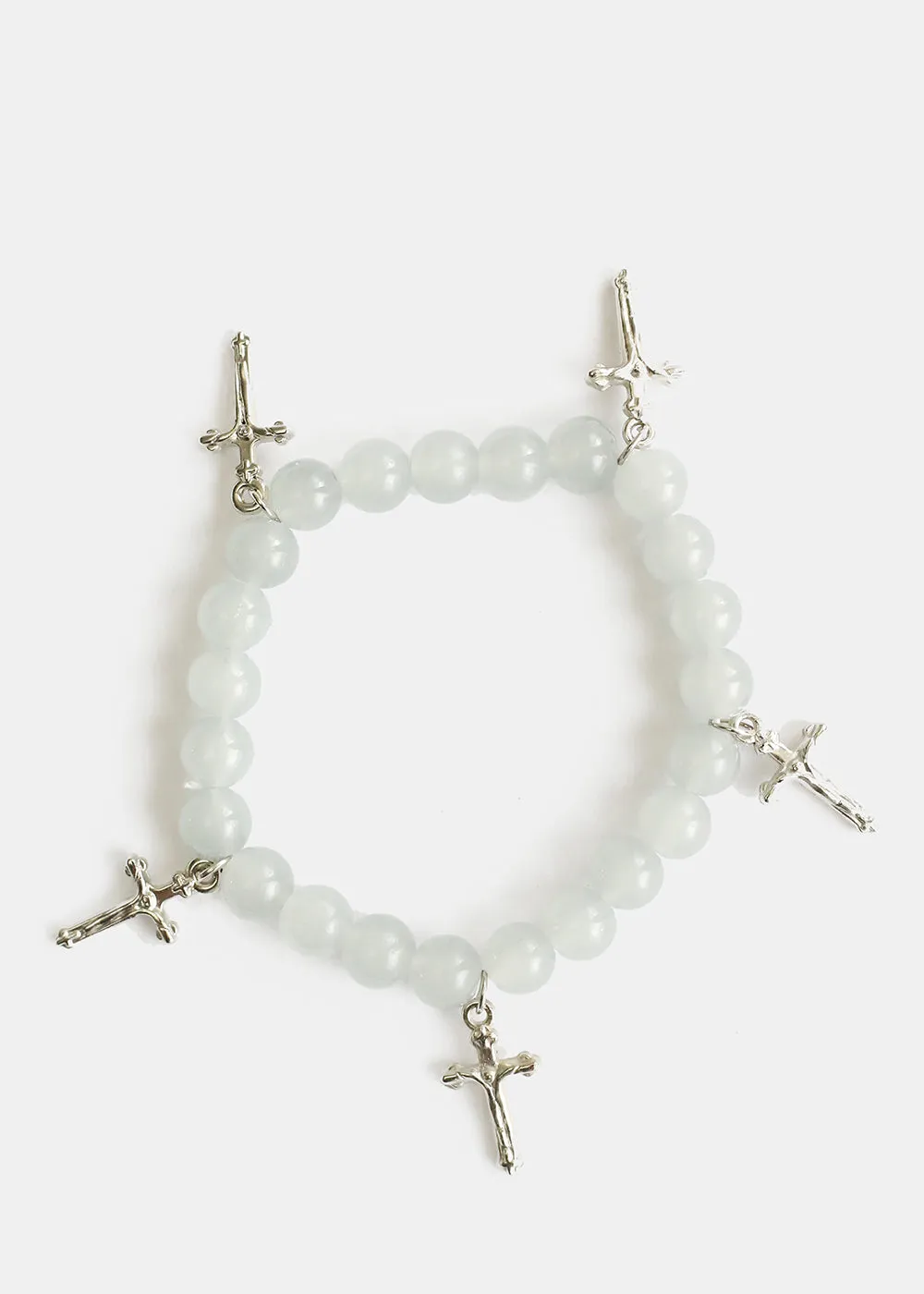 Beaded Bracelet with Silver Crosses