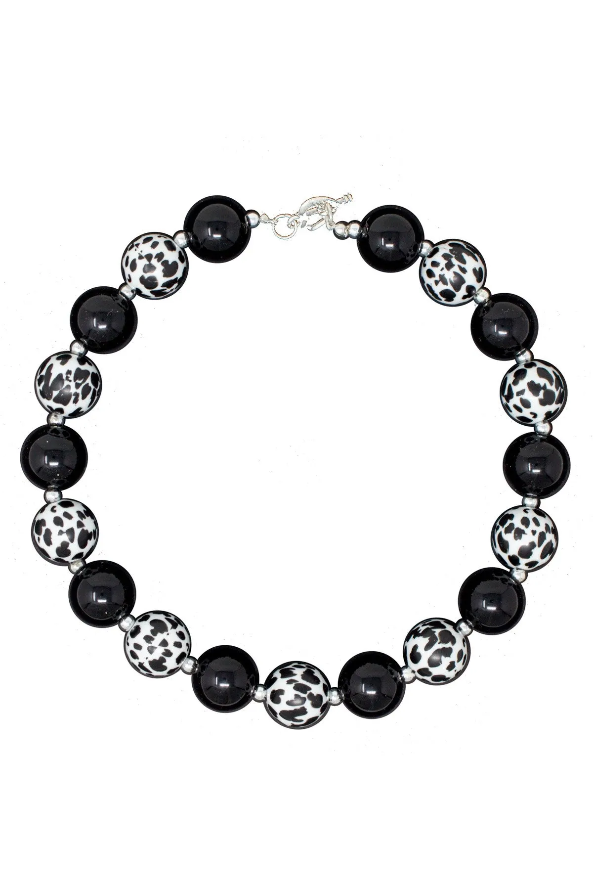 Black & White Cheetah Bubblegum Necklace