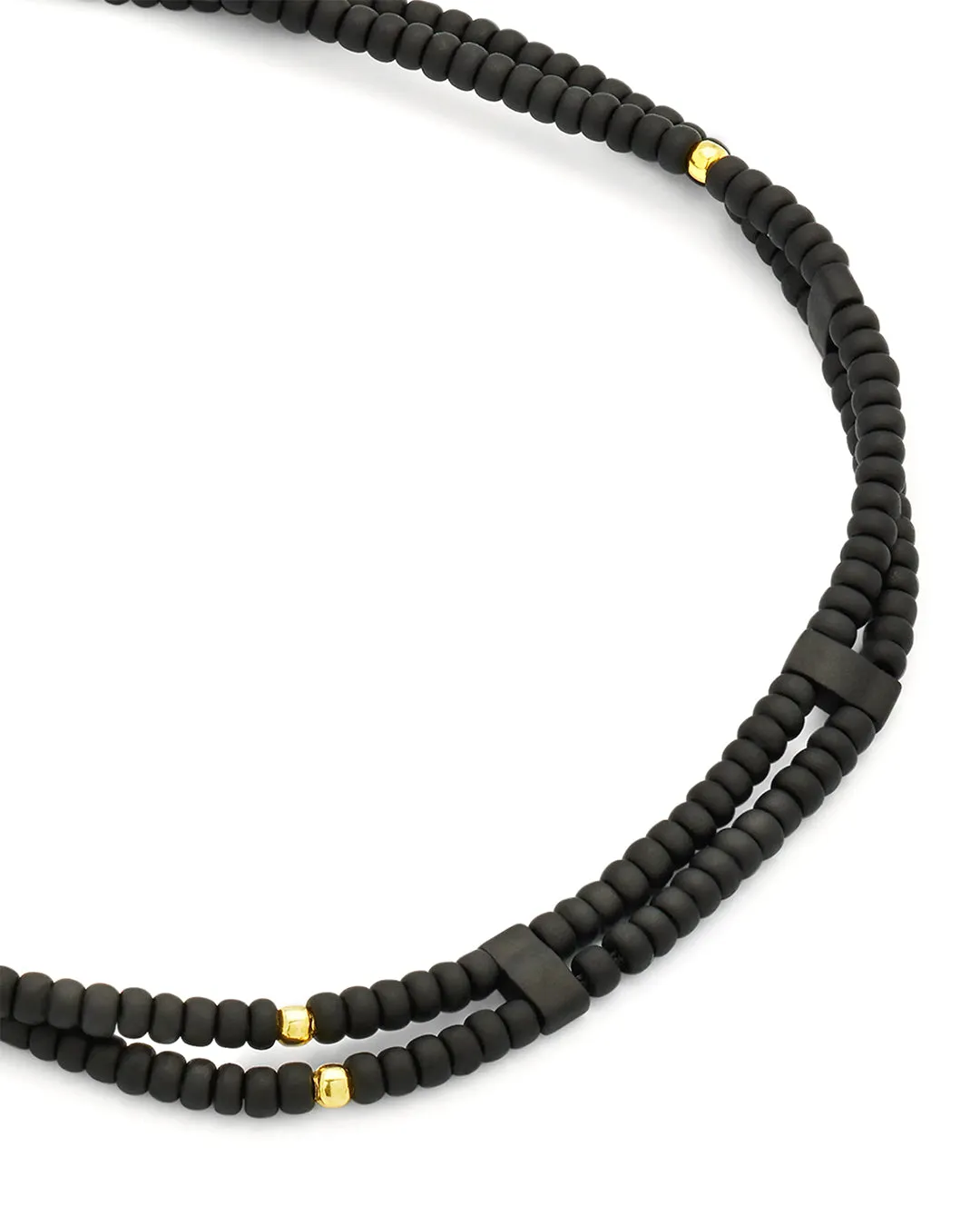 Black Double Strand Micro Bead Pull Cord Bracelet