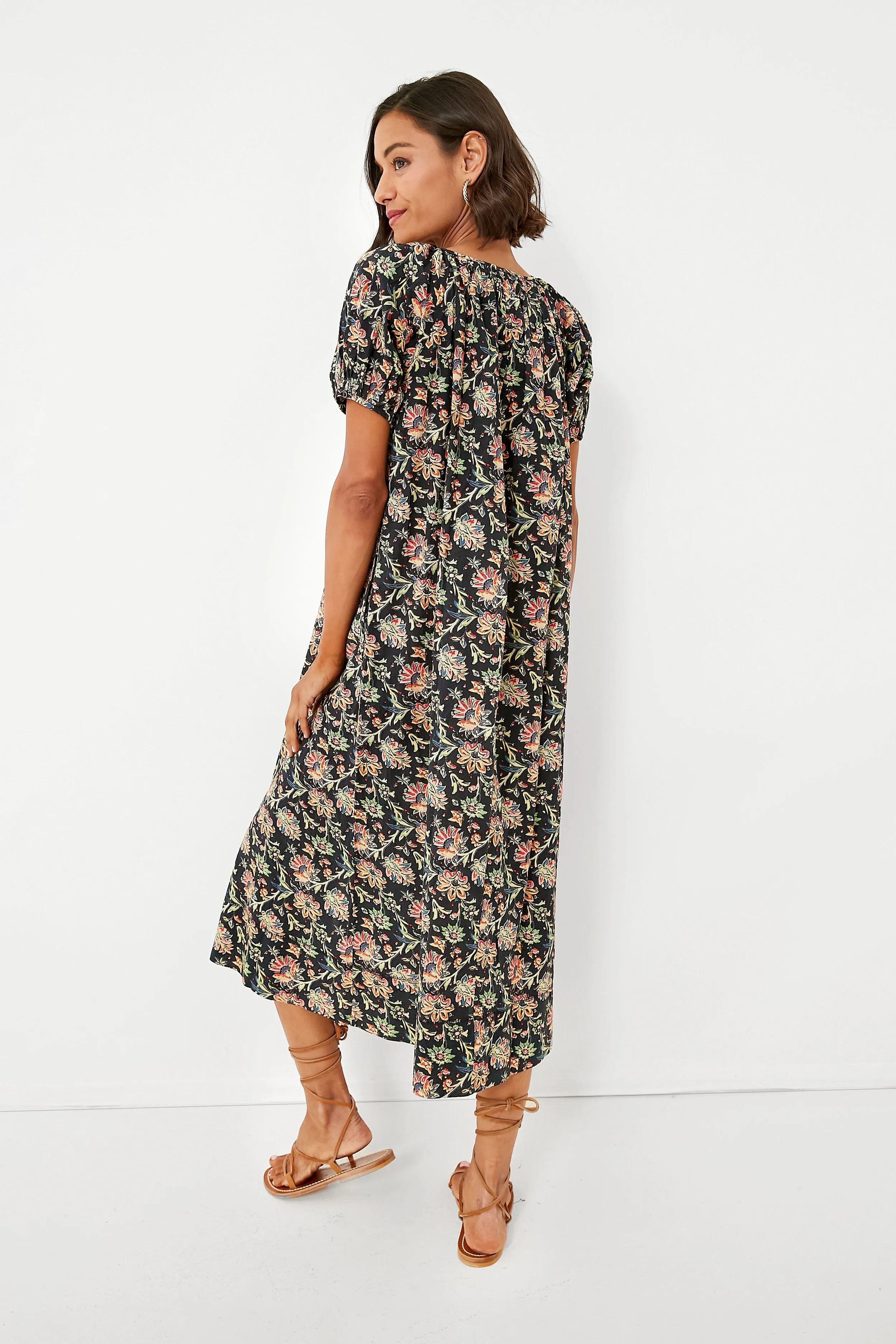 Black Paisley Floral The Seascape Dress