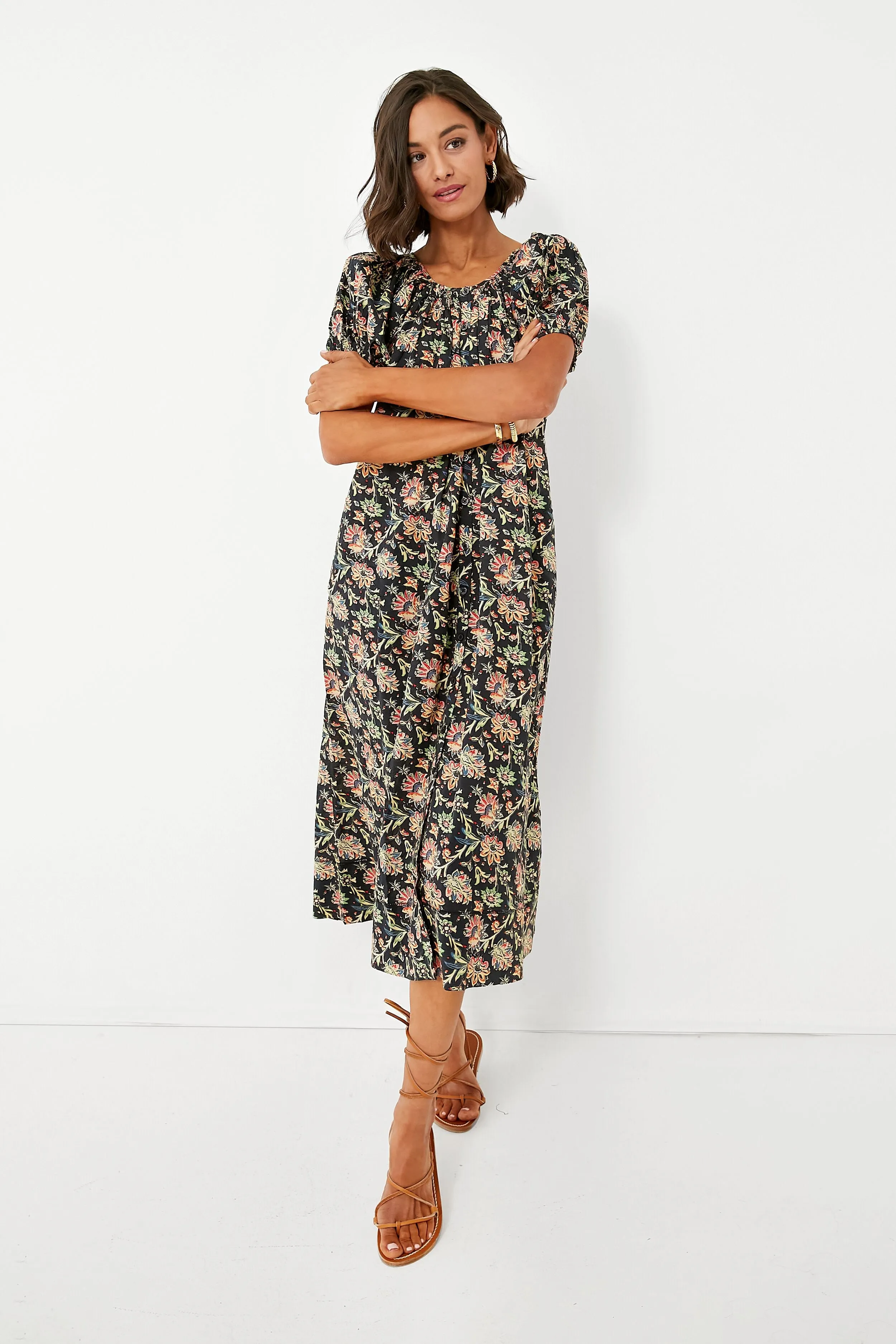 Black Paisley Floral The Seascape Dress