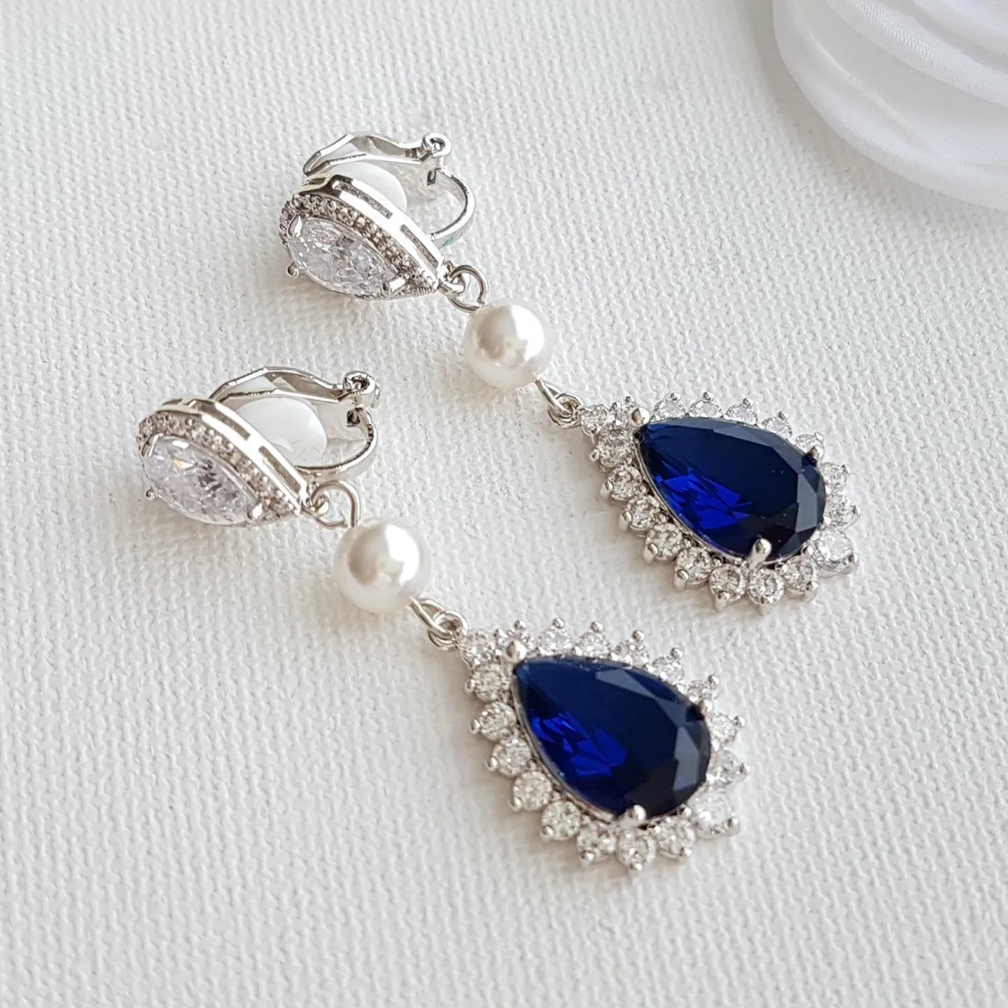 Blue Clip On Earrings-Aoi