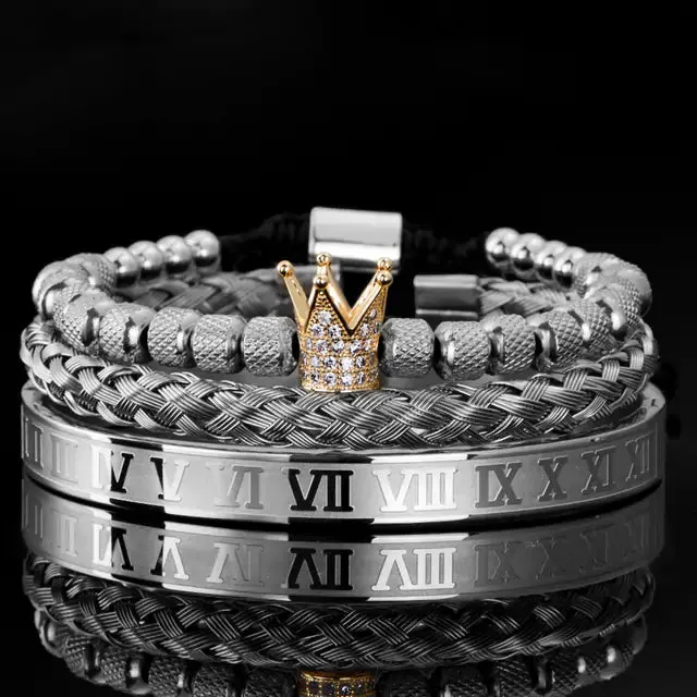 Bracelets Stainless Steel Roman Royal Charm Men