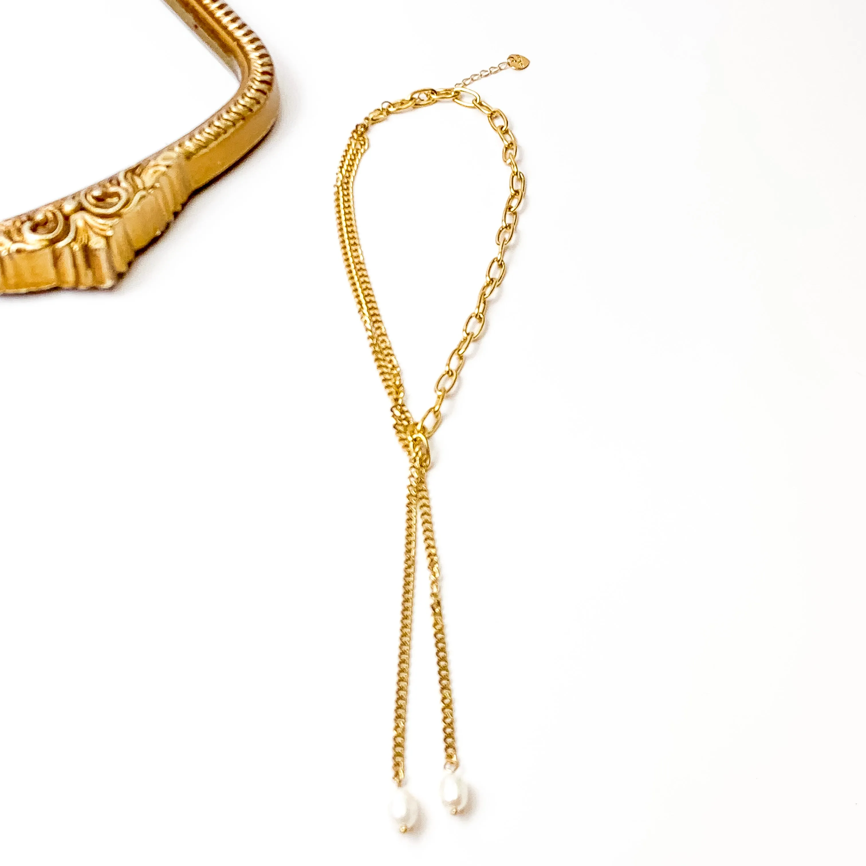 Bracha | Teresa Gold Tone Pearl Drop Necklace