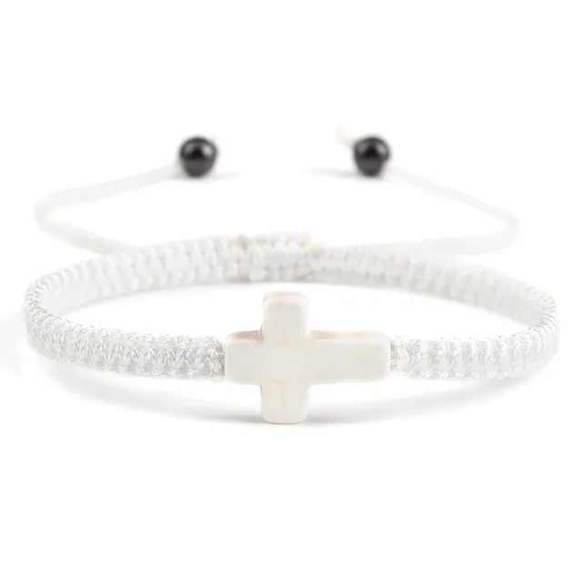 Braided Christian Bracelet with Matching Color Cross Charm