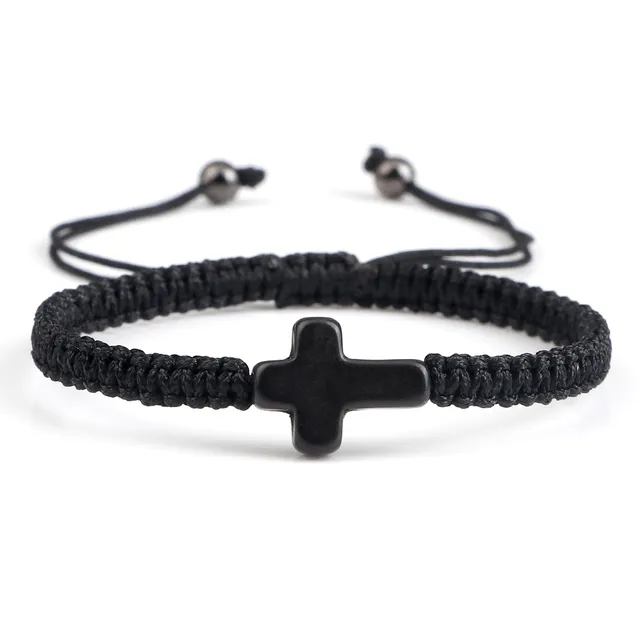 Braided Christian Bracelet with Matching Color Cross Charm