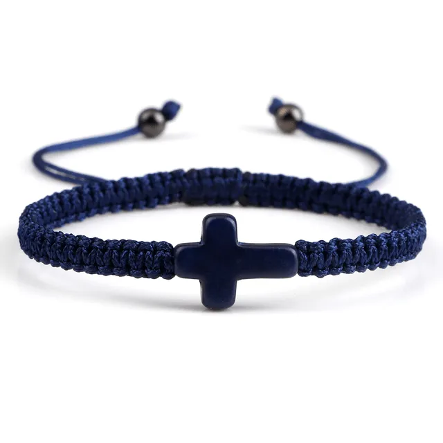 Braided Christian Bracelet with Matching Color Cross Charm