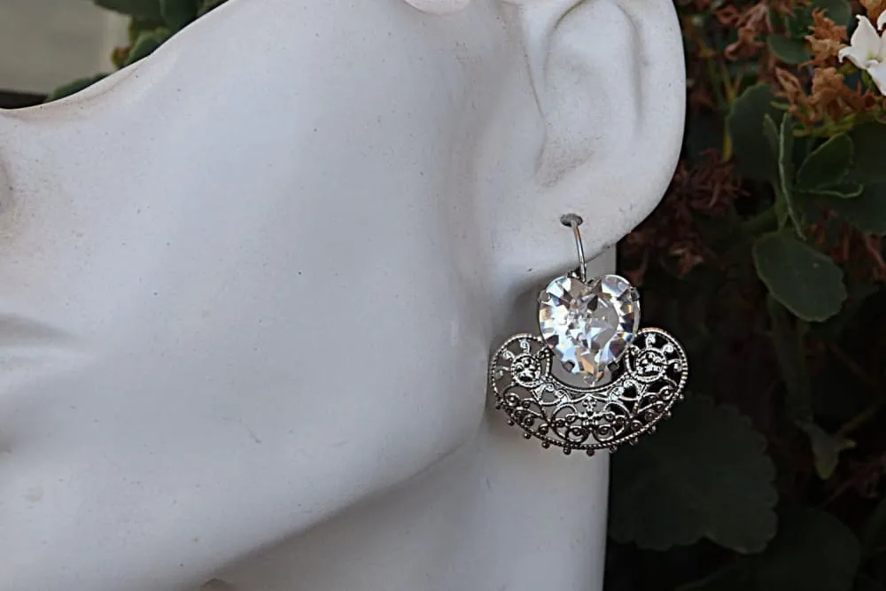 Bridal Heart Shaped Earrings